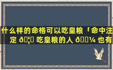 什么样的命格可以吃皇粮「命中注定 🦈 吃皇粮的人 🌼 也有定数」